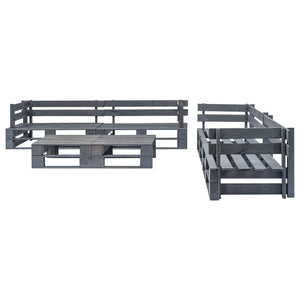 vidaXL 6-pc. Outdoor Pallet Lounge Set with Cushions in Grey Wood