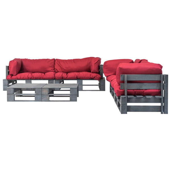 vidaXL 6-piece Pallet Outdoor Lounge Set with Cushions Red Wood
