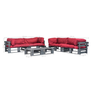 vidaXL 6-piece Pallet Outdoor Lounge Set with Cushions Red Wood