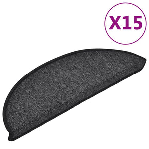 vidaXL Stair Mats 15 pcs. 56x17x3 cm Anthracite Semi-Circular