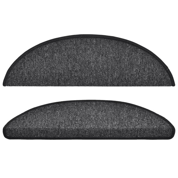 vidaXL Stair Mats 15 pcs. 56x17x3 cm Anthracite Semi-Circular