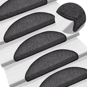 vidaXL Stair Mats 15 pcs. 56x17x3 cm Anthracite Semi-Circular
