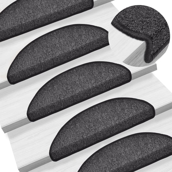 vidaXL Stair Mats 15 pcs. 56x17x3 cm Anthracite Semi-Circular