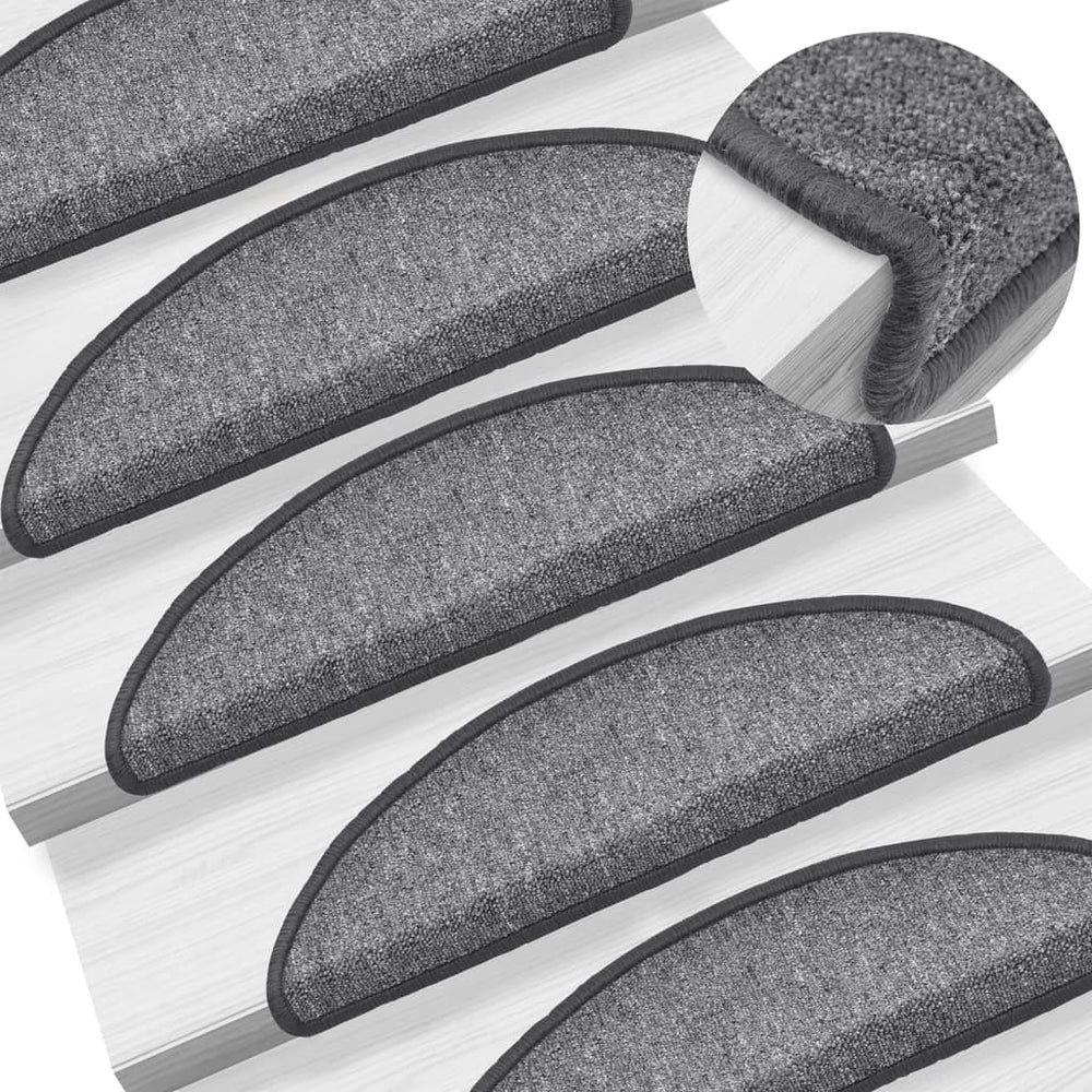 vidaXL Stair Mats 15 pcs. 56x17x3 cm Dark Grey Semi-Circular