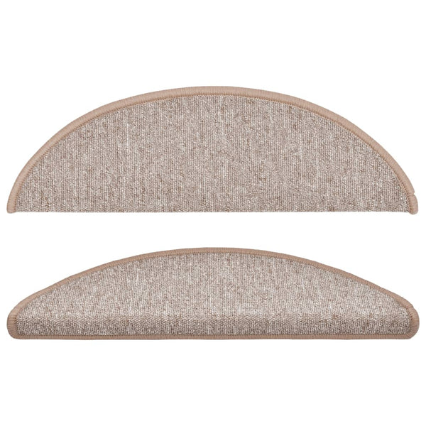 vidaXL Stair Mats 15 pcs. 56x17x3 cm Light Brown Semi-Circular