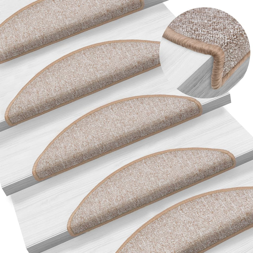 vidaXL Stair Mats 15 pcs. 56x17x3 cm Light Brown Semi-Circular