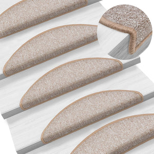 vidaXL Stair Mats 15 pcs. 56x17x3 cm Light Brown Semi-Circular