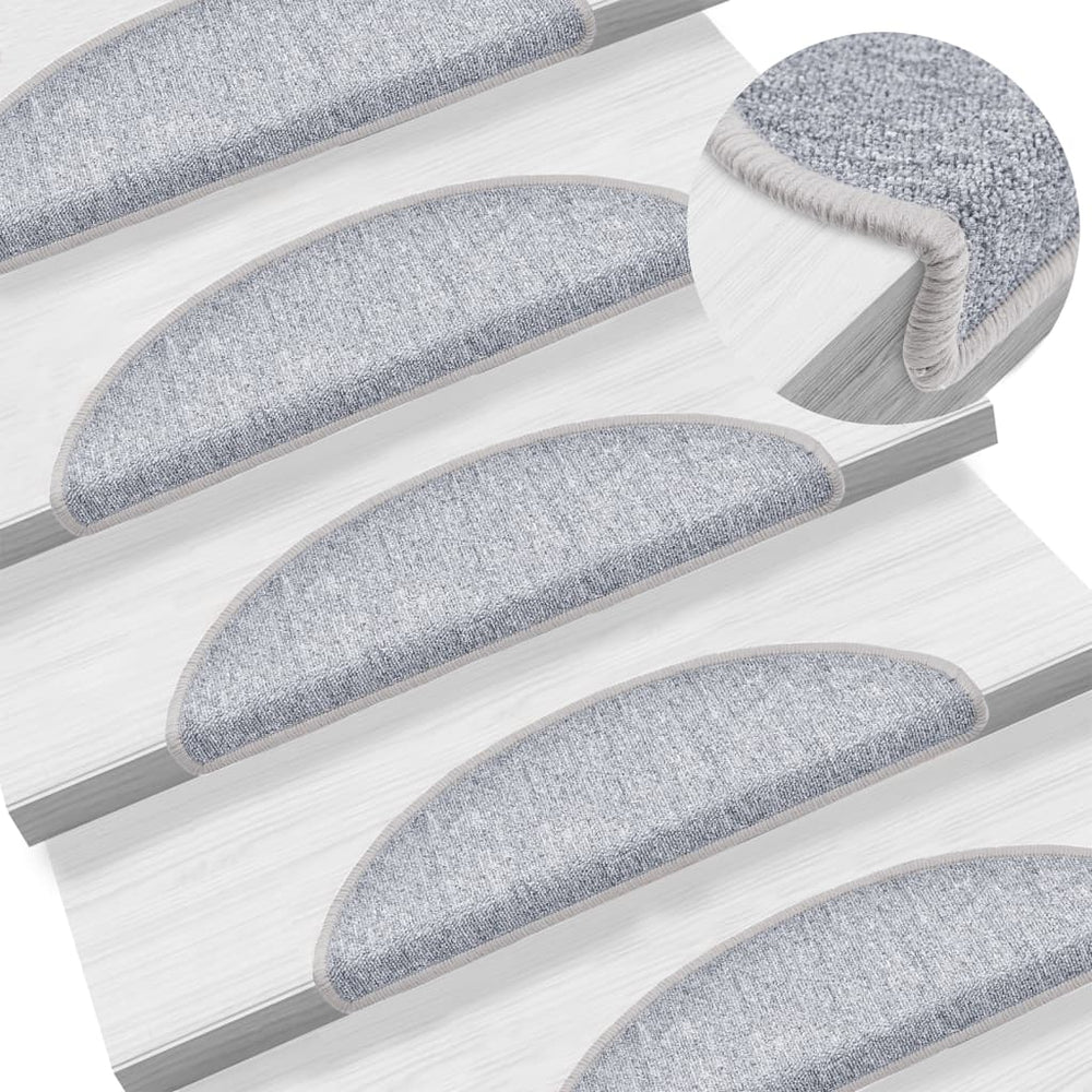 vidaXL 15-Piece Light Grey Stair Mats 56 x 17 x 3 cm
