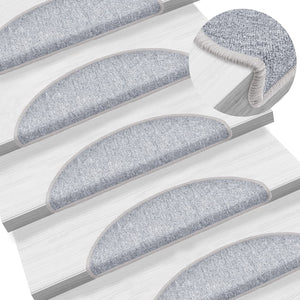 vidaXL 15-Piece Light Grey Stair Mats 56 x 17 x 3 cm