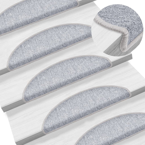 vidaXL 15-Piece Light Grey Stair Mats 56 x 17 x 3 cm