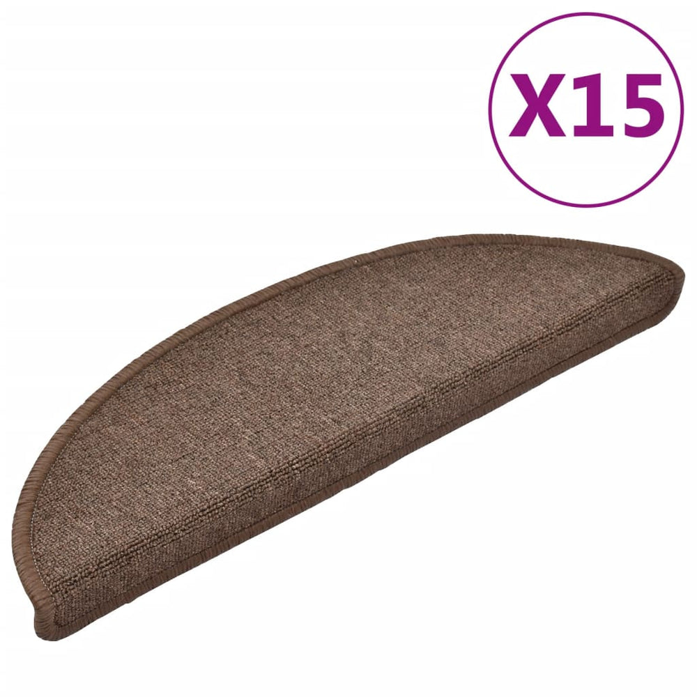 vidaXL Stair Mats 15 pcs. 56x17x3 cm Coffee Brown Semi-Circular