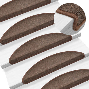 vidaXL Stair Mats 15 pcs. 56x17x3 cm Coffee Brown Semi-Circular