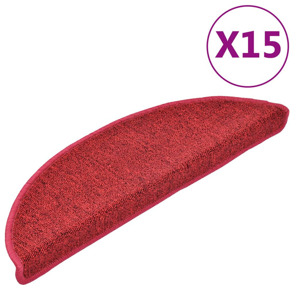 vidaXL Step Mats 15 pcs. 56x17x3 cm Red Half Round