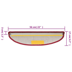 vidaXL Step Mats 15 pcs. 56x17x3 cm Red Half Round