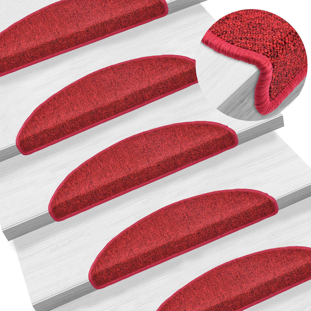 vidaXL Step Mats 15 pcs. 56x17x3 cm Red Half Round
