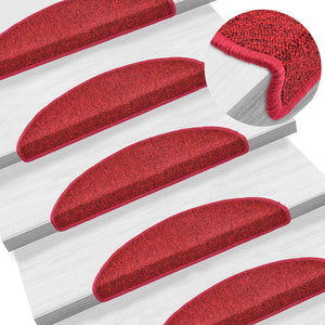vidaXL Step Mats 15 pcs. 56x17x3 cm Red Half Round