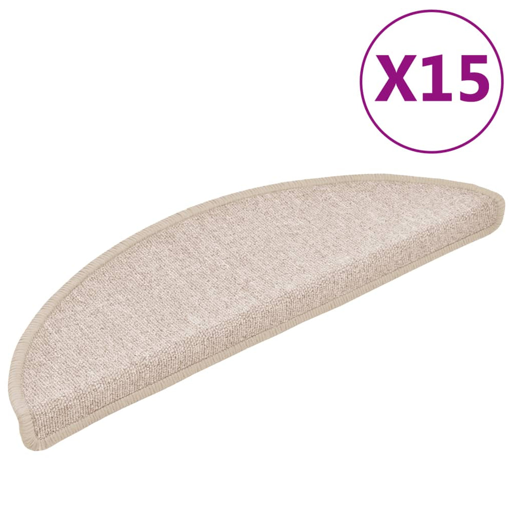 vidaXL Stair Mats 15 pcs. 56x17x3 cm Taupe Half-Round