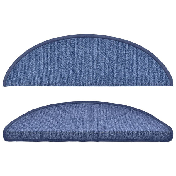 vidaXL Stair Mats 15 pcs. 56x17x3 cm Blue Semi-circular