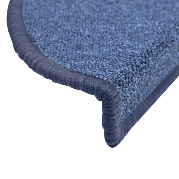 vidaXL Stair Mats 15 pcs. 56x17x3 cm Blue Semi-circular