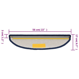 vidaXL Stair Mats 15 pcs. 56x17x3 cm Blue Semi-circular