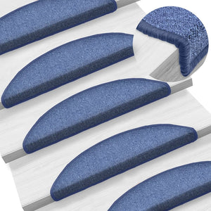 vidaXL Stair Mats 15 pcs. 56x17x3 cm Blue Semi-circular