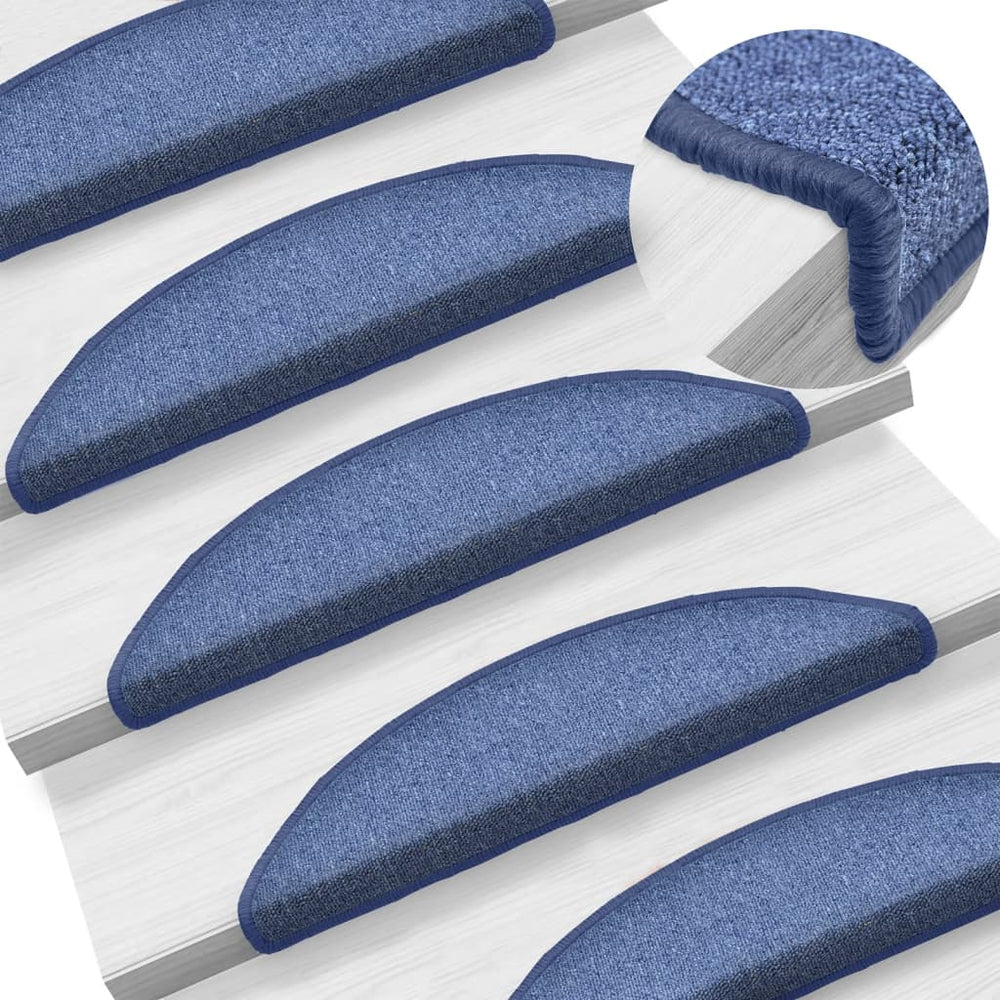 vidaXL Stair Mats 15 pcs. 56x17x3 cm Blue Semi-circular