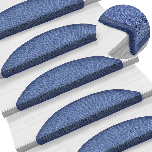 vidaXL Stair Mats 15 pcs. 56x17x3 cm Blue Semi-circular