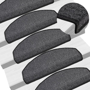 vidaXL Stair Mats 15 pcs. 65x24x4 cm Anthracite Half Round Large