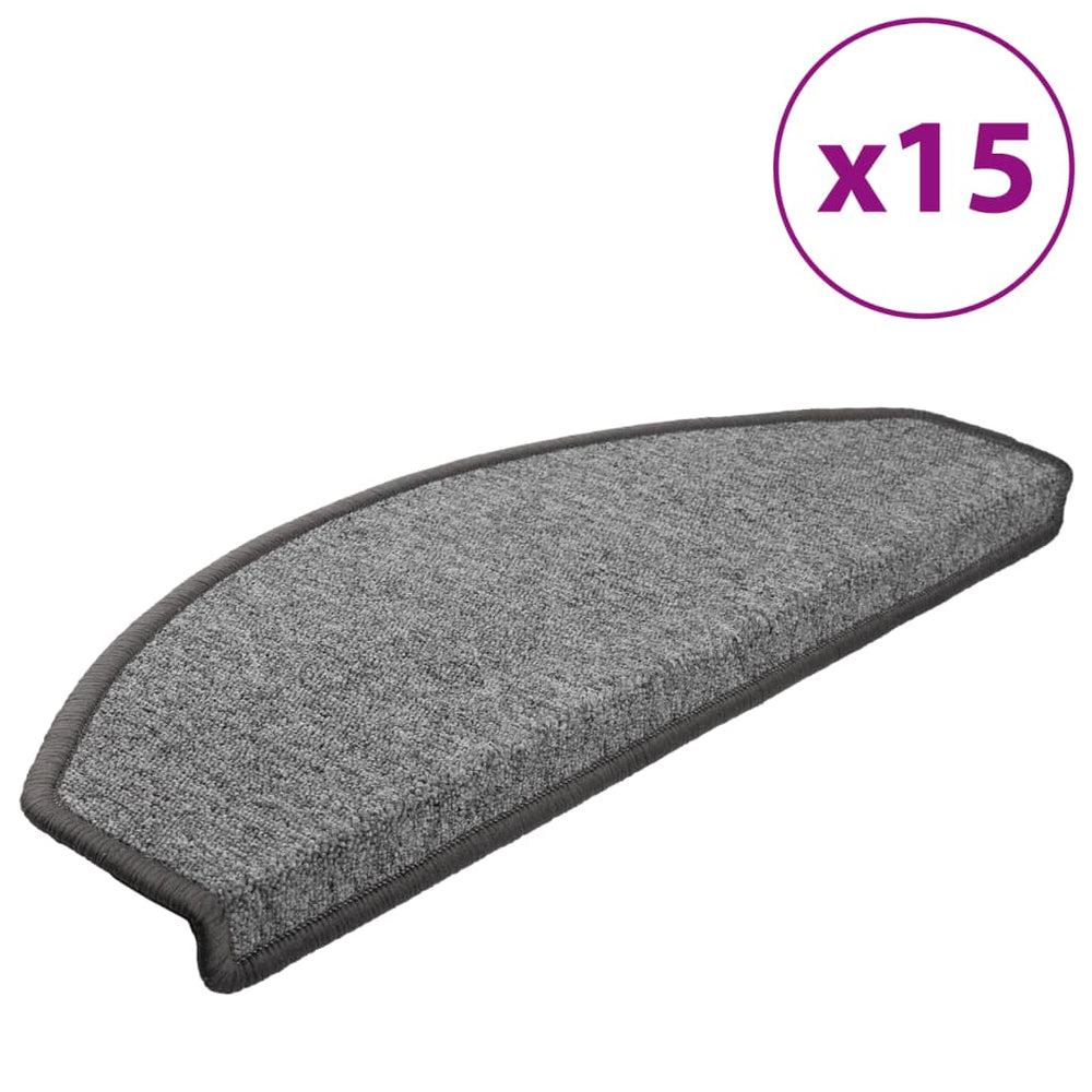 vidaXL Stair Mats 15 pcs. 65x24x4 cm Dark Grey Semicircular Large
