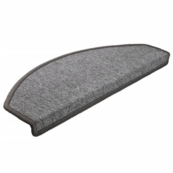 vidaXL Stair Mats 15 pcs. 65x24x4 cm Dark Grey Semicircular Large
