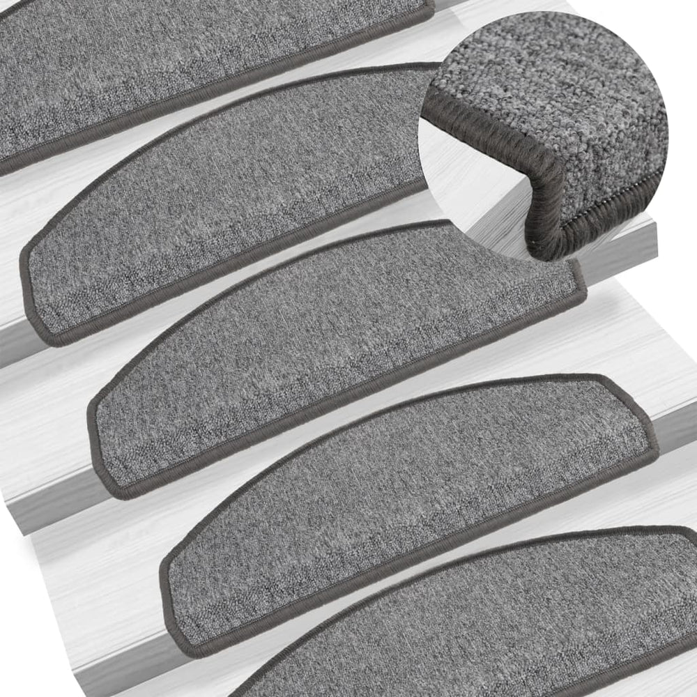 vidaXL Stair Mats 15 pcs. 65x24x4 cm Dark Grey Semicircular Large