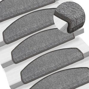 vidaXL Stair Mats 15 pcs. 65x24x4 cm Dark Grey Semicircular Large