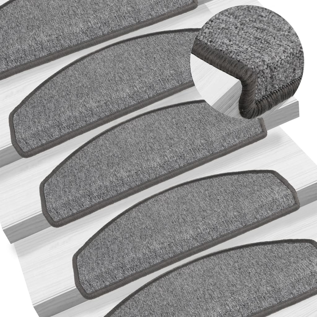 vidaXL Stair Mats 15 pcs. 65x24x4 cm Dark Grey Semicircular Large