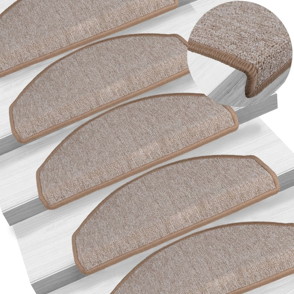vidaXL Stair Mats 15 pcs. 65x24x4 cm Light Brown Half-Round Large
