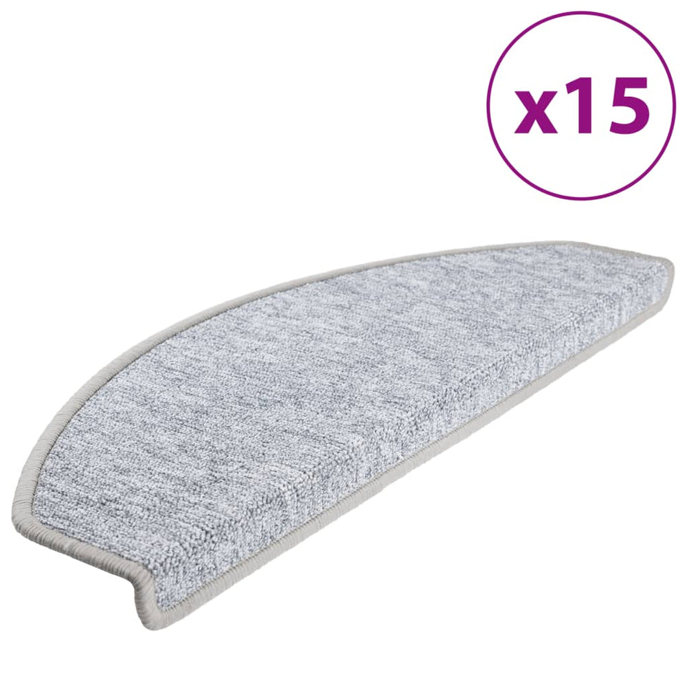 vidaXL 15-Piece Stair Mats Light Gray 65 x 24 x 4 cm