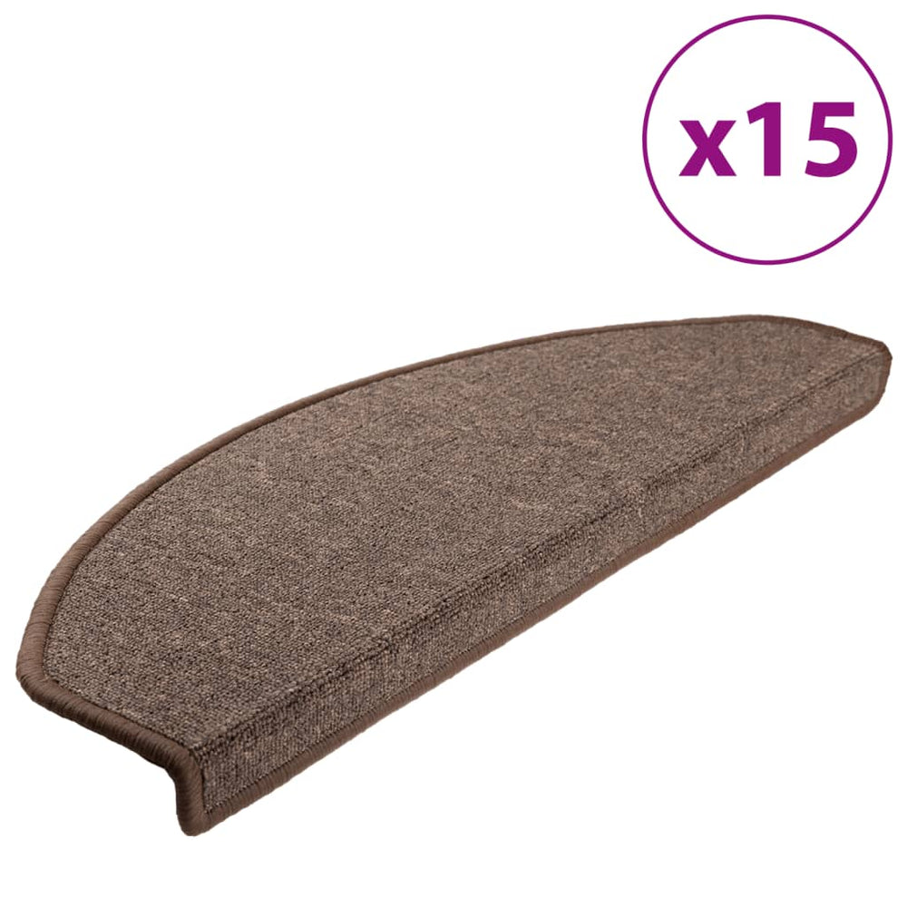 vidaXL Stair Mats 15 pcs. 65x24x4 cm Coffee Brown Semi-circular Large