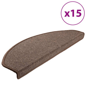 vidaXL Stair Mats 15 pcs. 65x24x4 cm Coffee Brown Semi-circular Large