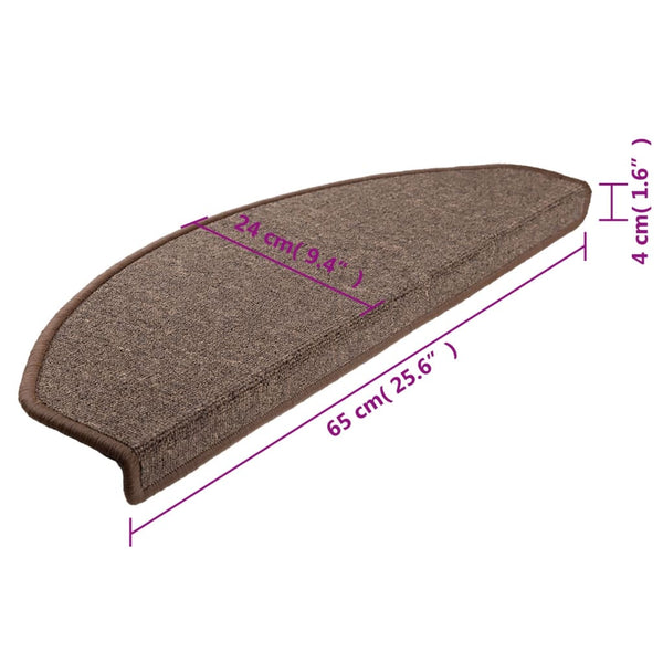 vidaXL Stair Mats 15 pcs. 65x24x4 cm Coffee Brown Semi-circular Large