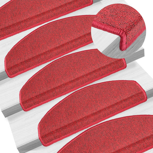 vidaXL Stair Mats 15 pcs. 65x24x4 cm Red Half Round Large