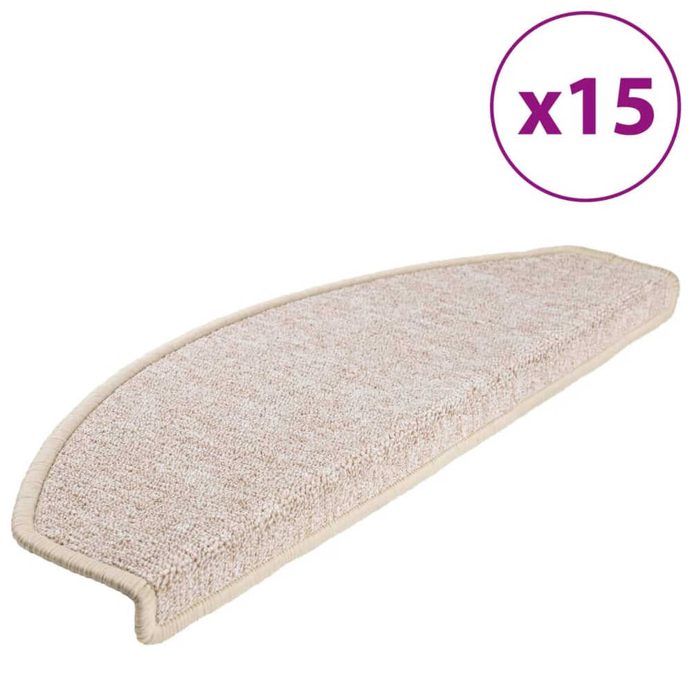 vidaXL Stair Mats 15 pcs. 65x24x4 cm Taupe Semi-circular Large