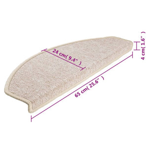 vidaXL Stair Mats 15 pcs. 65x24x4 cm Taupe Semi-circular Large