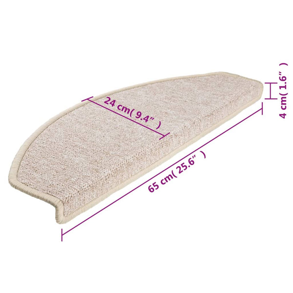 vidaXL Stair Mats 15 pcs. 65x24x4 cm Taupe Semi-circular Large