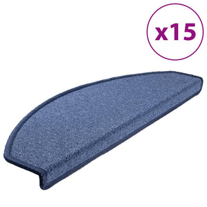 vidaXL 15-Piece Stair Mats Blue 65 x 24 x 4 cm