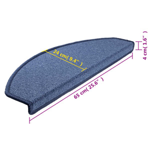 vidaXL 15-Piece Stair Mats Blue 65 x 24 x 4 cm