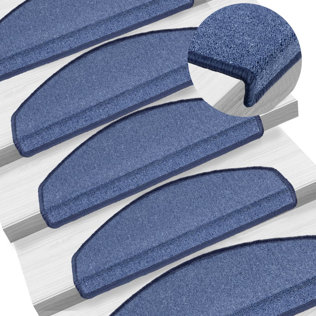 vidaXL 15-Piece Stair Mats Blue 65 x 24 x 4 cm