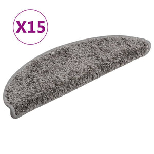 vidaXL Stair Mats 15 pcs. 56x17x3 cm Grey Semi-circular