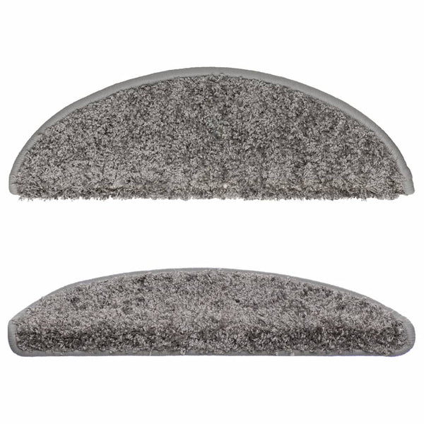 vidaXL Stair Mats 15 pcs. 56x17x3 cm Grey Semi-circular