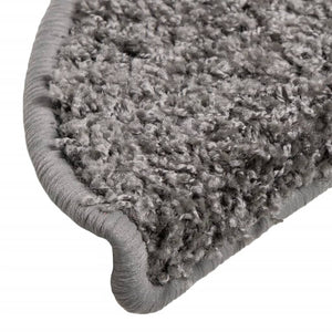 vidaXL Stair Mats 15 pcs. 56x17x3 cm Grey Semi-circular