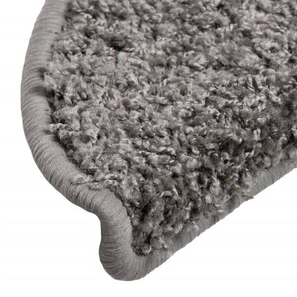 vidaXL Stair Mats 15 pcs. 56x17x3 cm Grey Semi-circular
