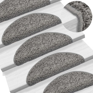 vidaXL Stair Mats 15 pcs. 56x17x3 cm Grey Semi-circular
